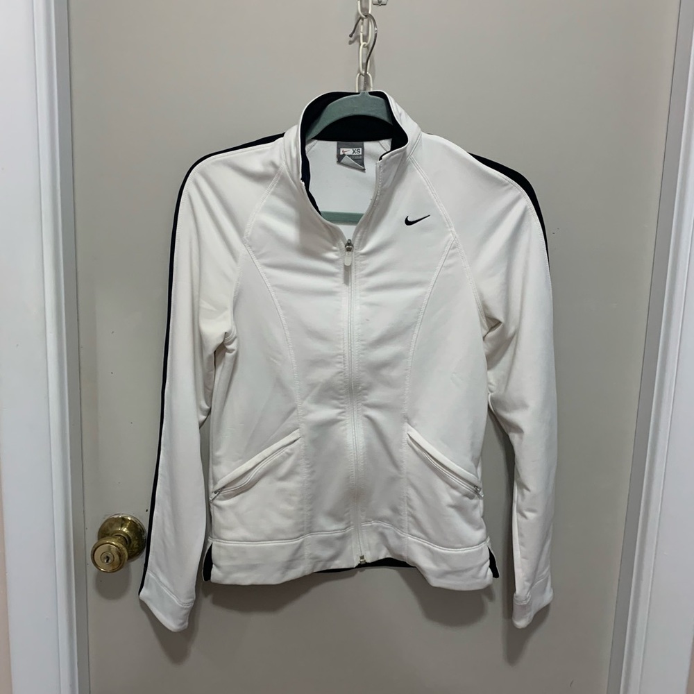 Nike Women's White and Black Athletic Jacket